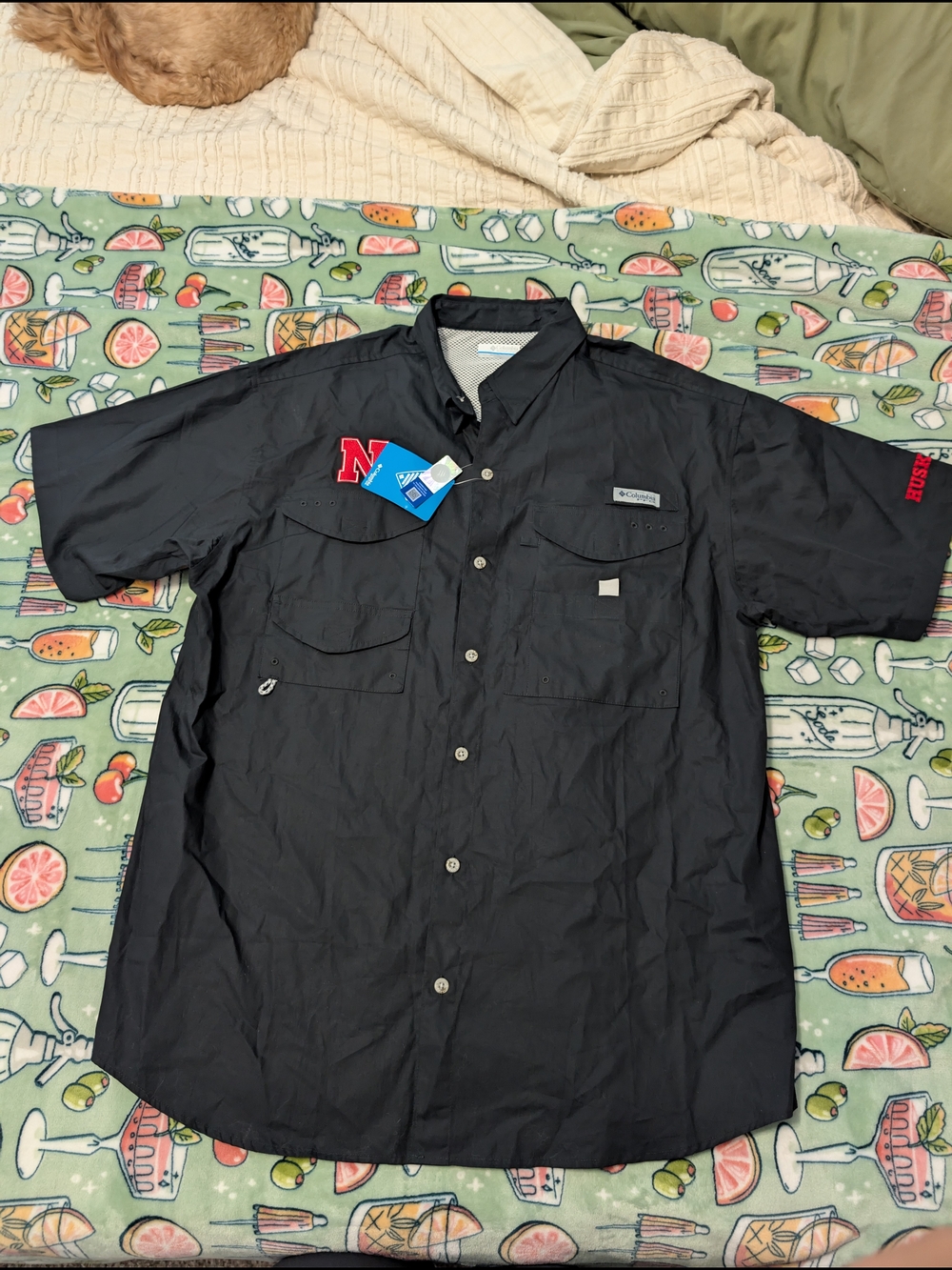 Columbia PFG Husker Men’s Black Short-Sleeve Fishing Shirt
